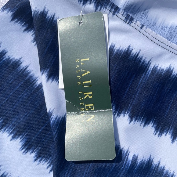 Lauren Ralph Lauren Tie Dye Blue White Stripe Halter Tankini Bathing Suit NWT - Picture 7 of 14